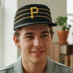 New Era Pittsburgh Pirates Fitted Baseball Cap Pillbox Style Black Gold - Size 7